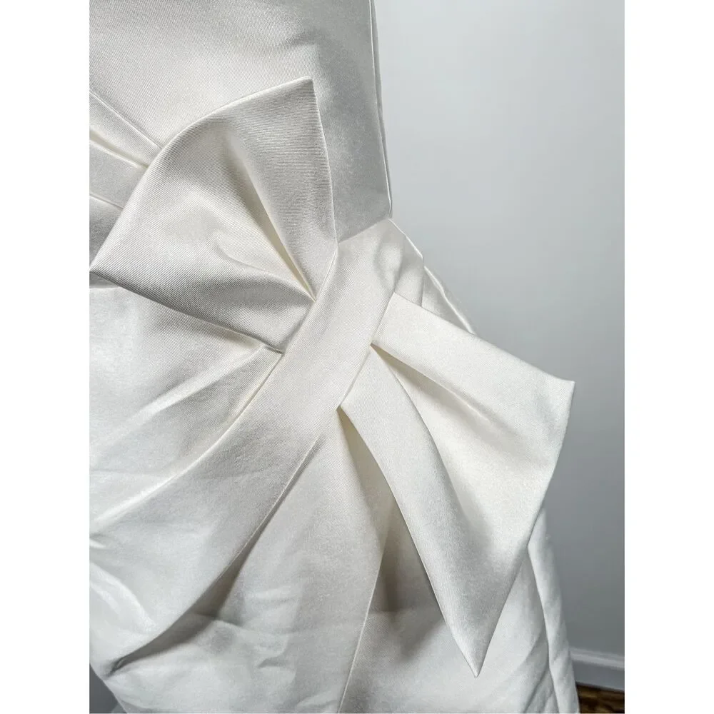 Amsale Asymmetric Satin One-Shoulder Midi-Dress size 6 - Picture 10 of 13